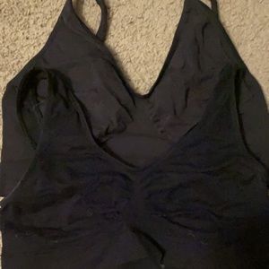 Two black sports bras